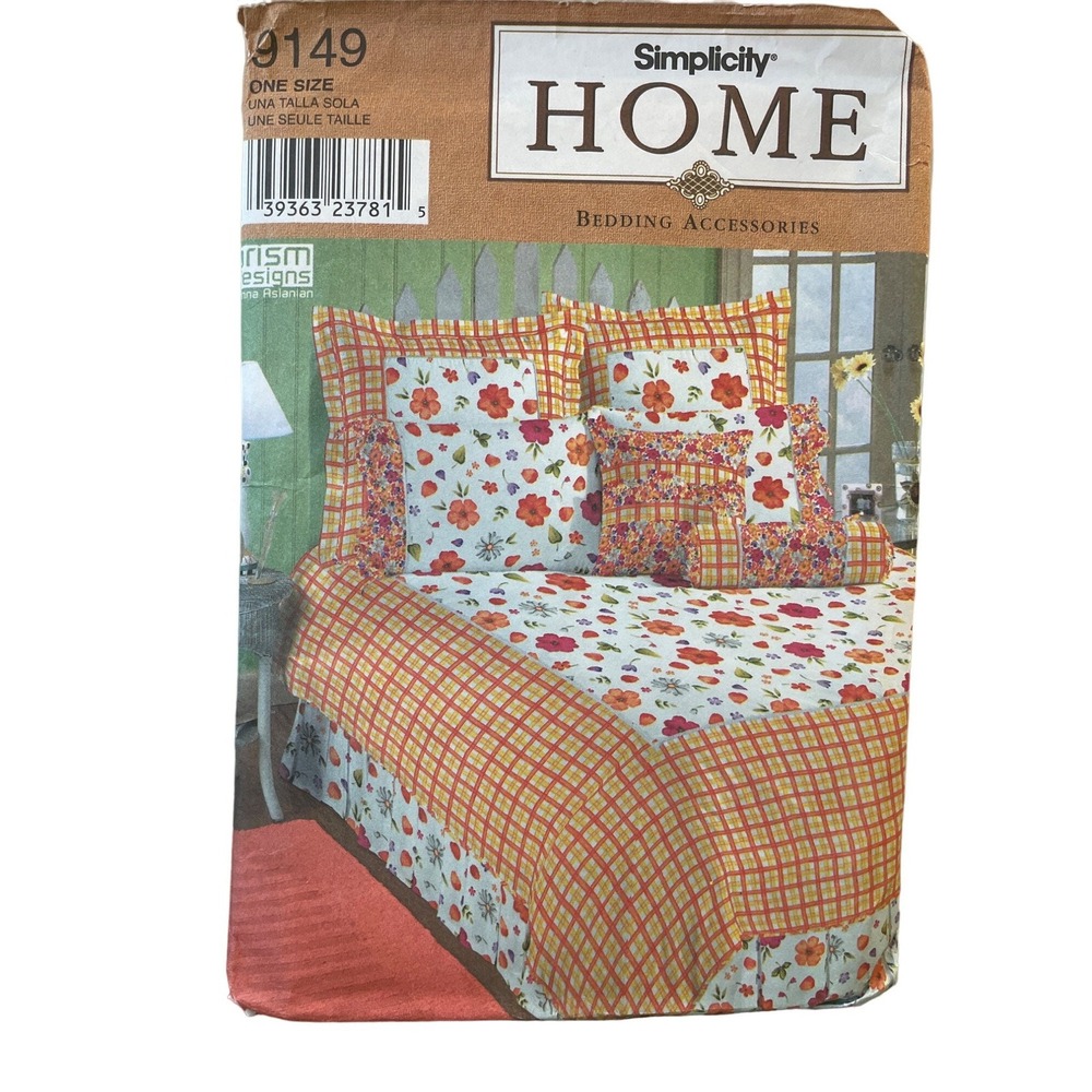 Simplicity Sewing Pattern 9149 Home Full Twin Duvet Dust Ruffle Bedding Uncut